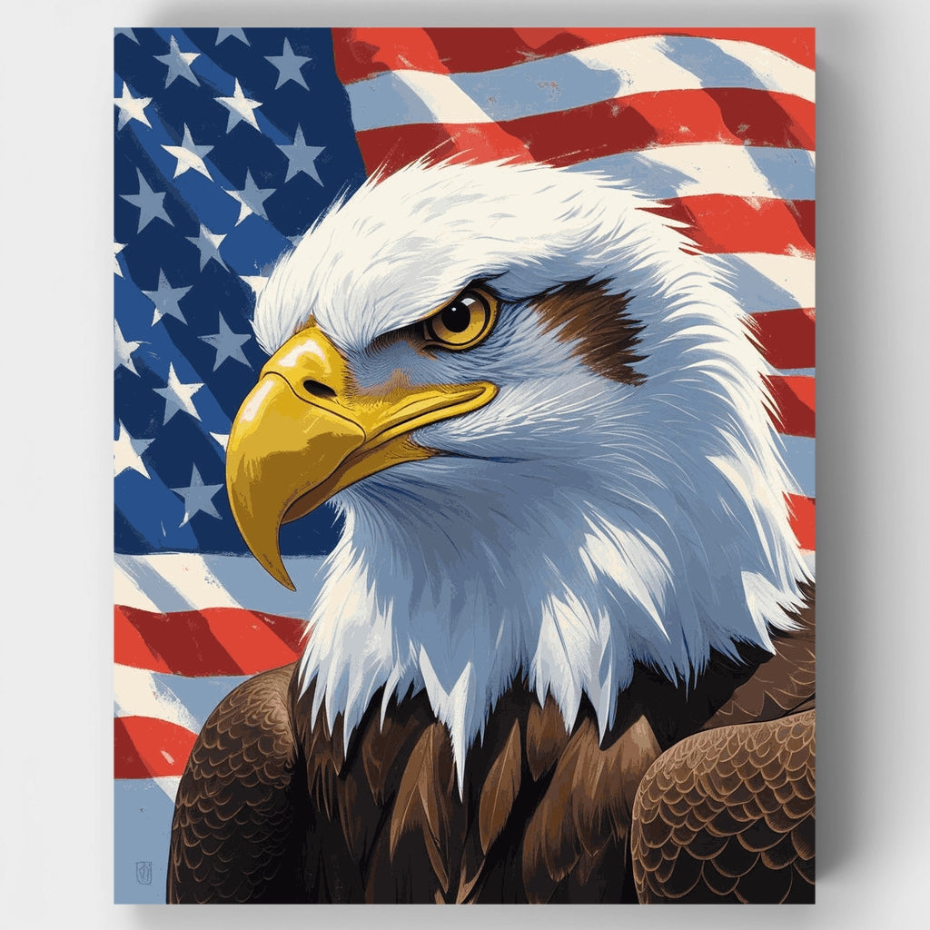 Kit de pintura por números: águila calva patriótica — Estándar