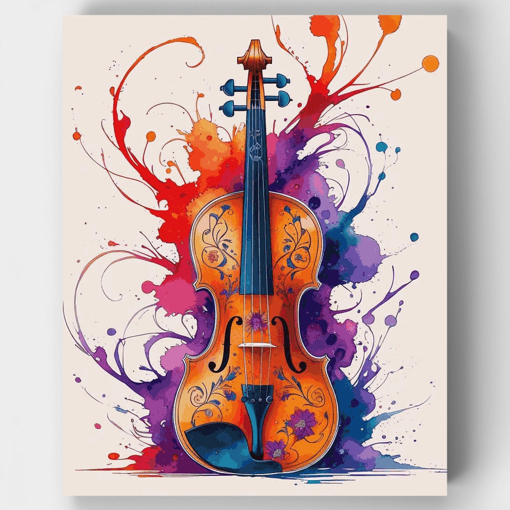 Kit de pintura por números: Violín musical vibrante — Estándar