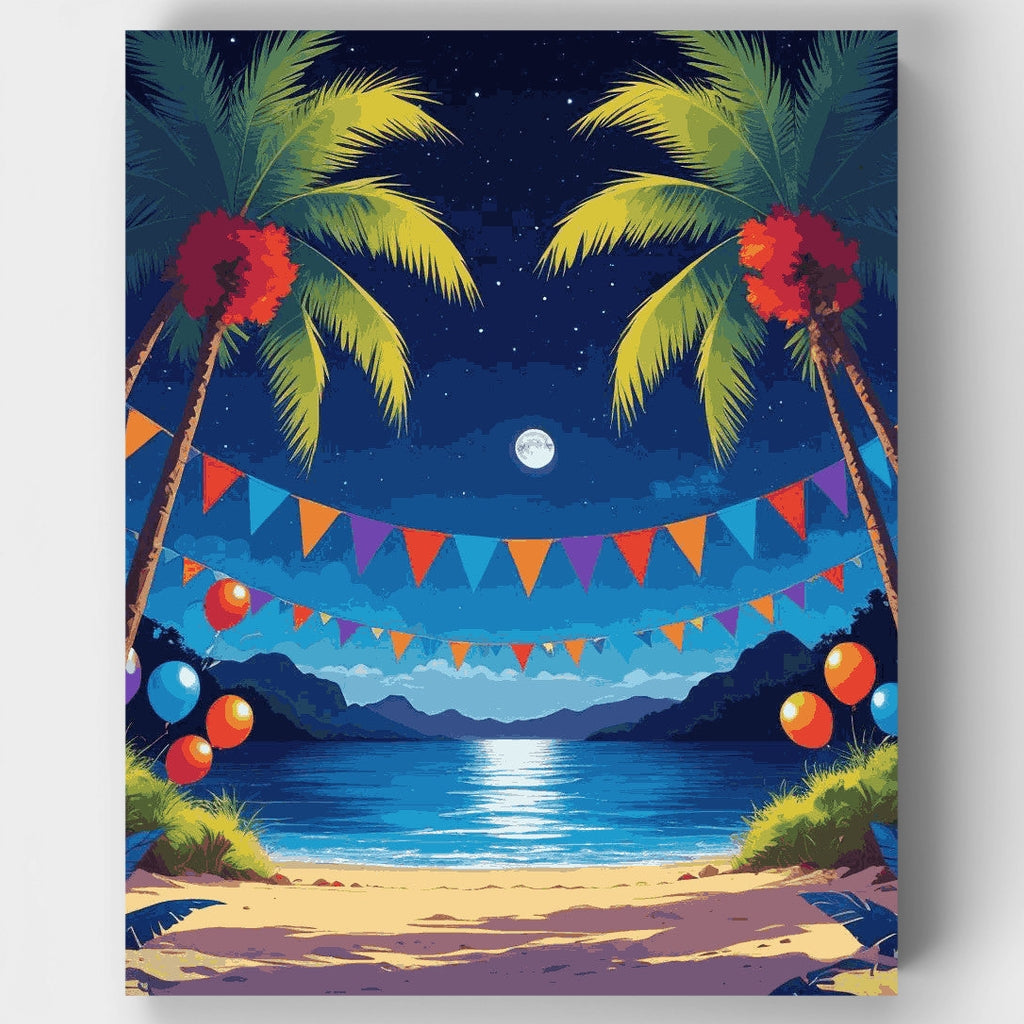 Fiesta en la playa tropical - Kit de pintura por números — Estándar