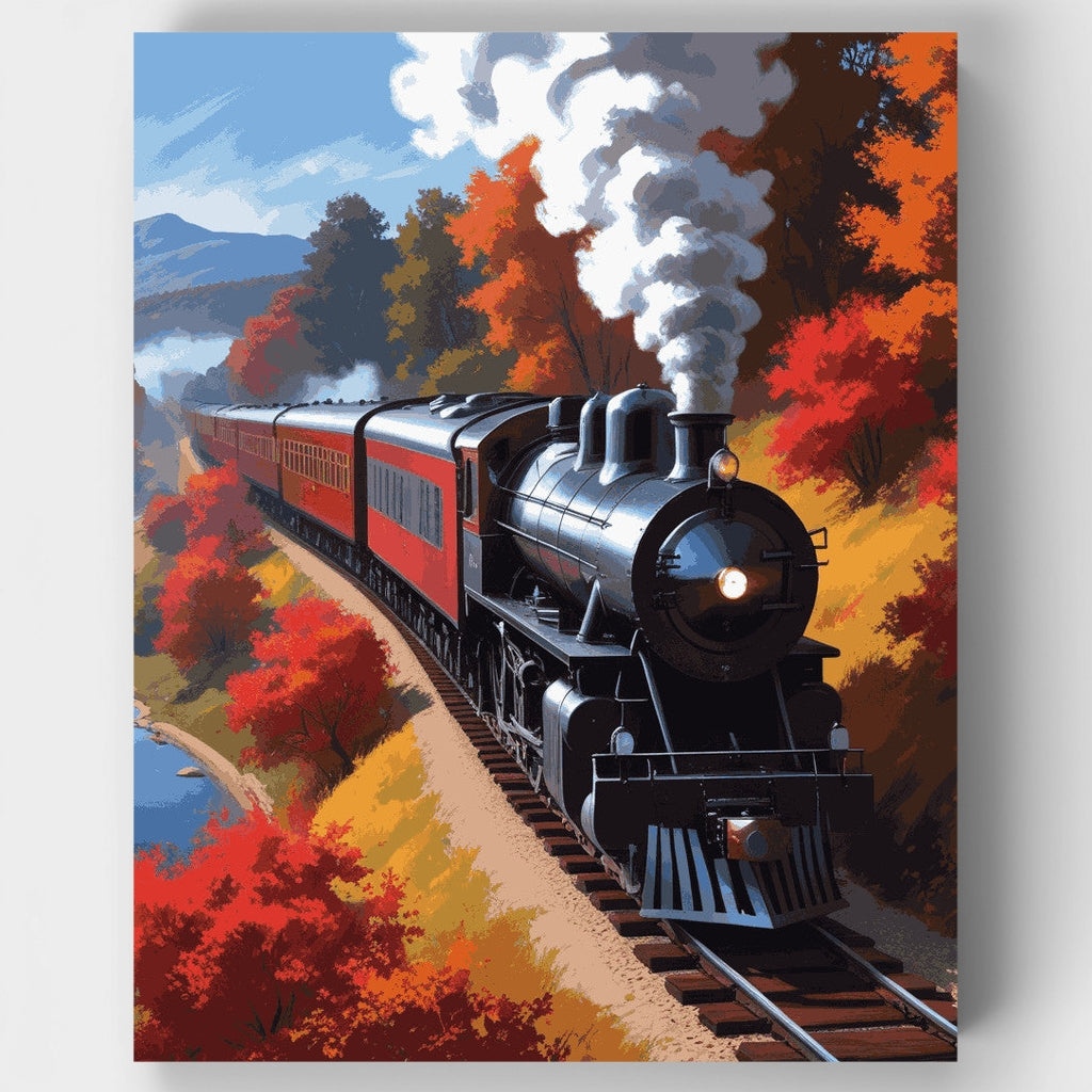 Autumn Steam Train Journey - Paint by Numbers Kit