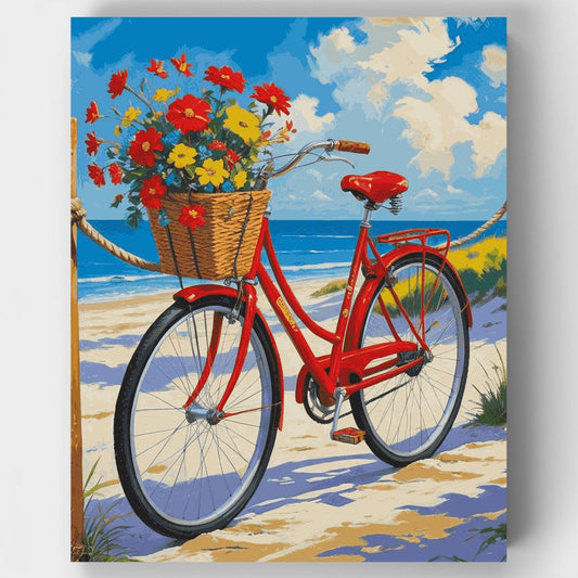 Beach Bicycle with Flowers - Paint by Numbers Kit