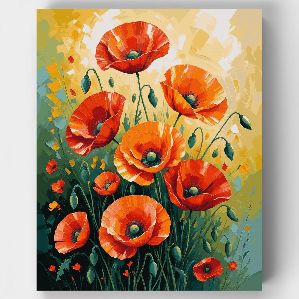 Radiant Orange Poppies Garden - Paint by Numbers Kit