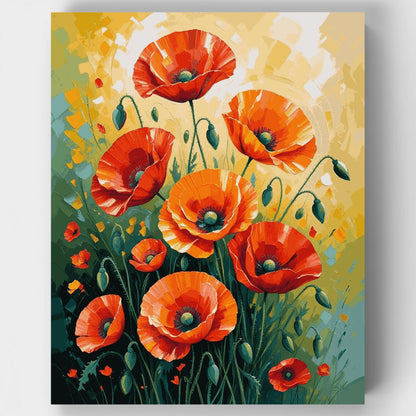 Radiant Orange Poppies Garden - Paint by Numbers Kit