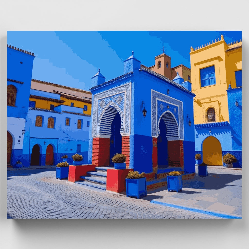 Moroccan Blue City Architecture - Paint by Numbers Kit