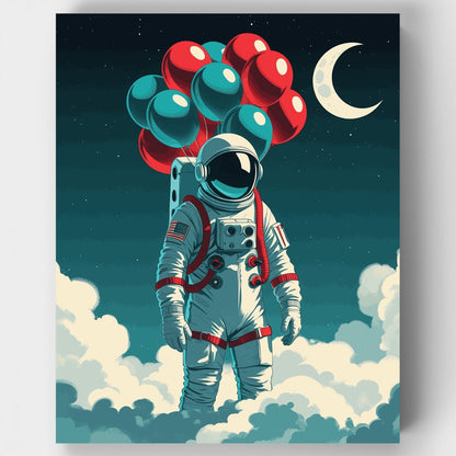 Astronaut with Balloons - Paint by Numbers Kit