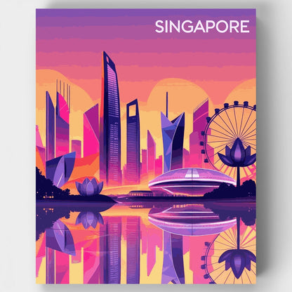 Singapore Cityscape at Sunset - Paint by Numbers Kit