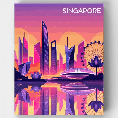 Singapore Cityscape at Sunset - Paint by Numbers Kit