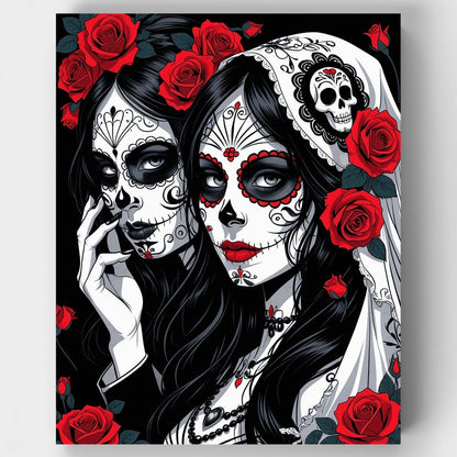 Day of the Dead Sugar Skull Sisters - Paint by Numbers Kit