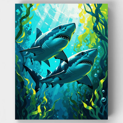 Underwater Sharks - Paint by Numbers Kit