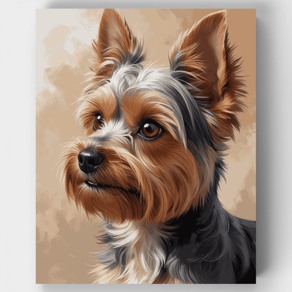 Encantador Yorkshire Terrier con pelaje sedoso - Kit de pintura por números — Estándar