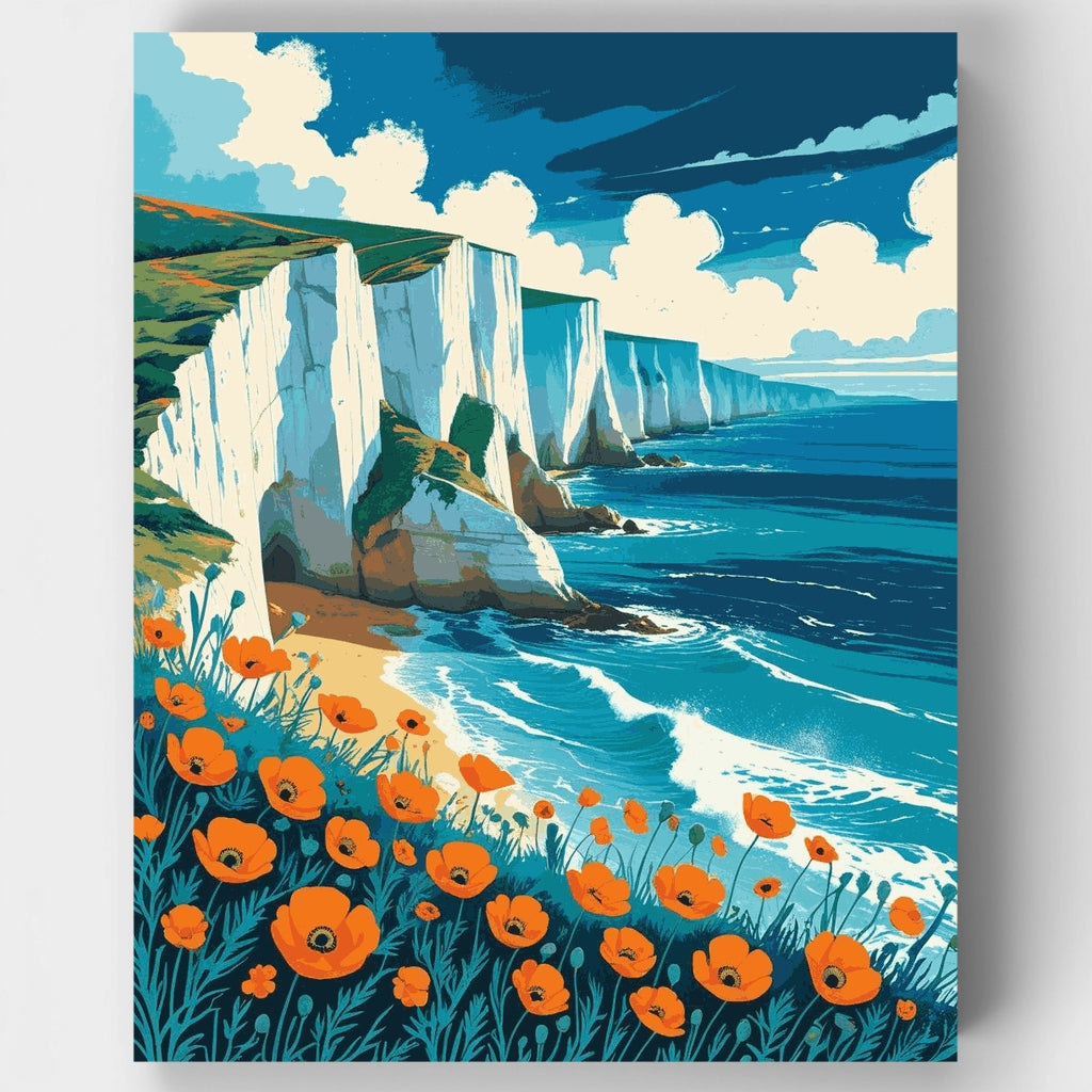 Paraíso Costero con Amapolas - Kit de Pintura por Números — Estándar