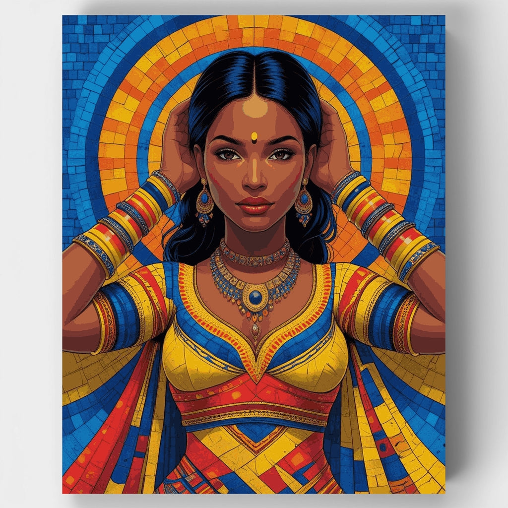 Radiante diosa india en gloria de mosaico - Kit de pintura por números — Estándar