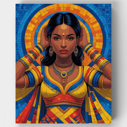 Radiant Indian Goddess in Mosaic Glory - Paint by Numbers Kit