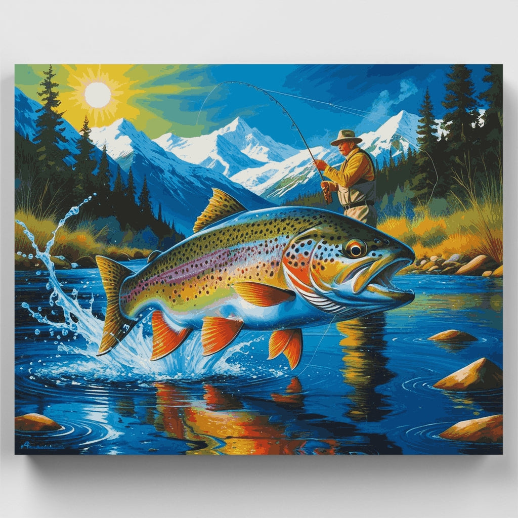 Pesca de truchas en la montaña - Kit de pintura por números — Estándar