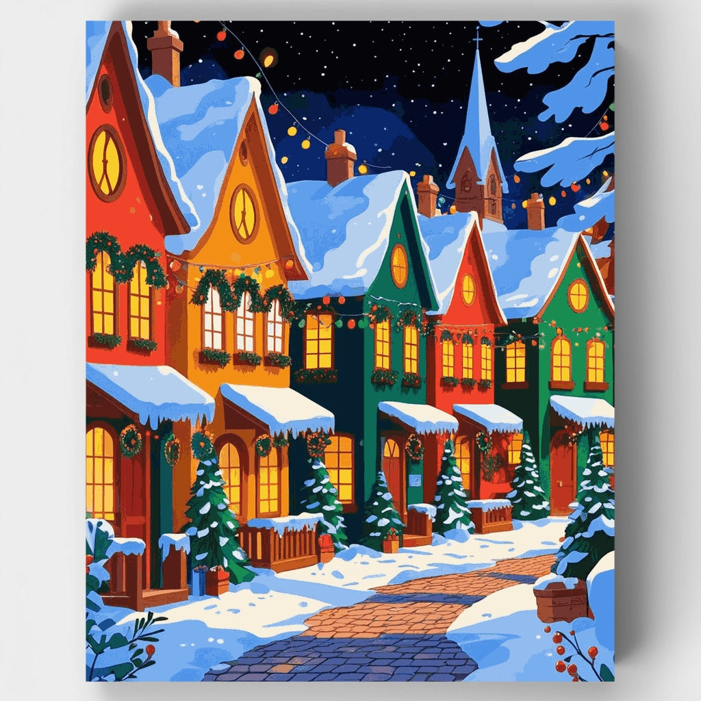 Calle navideña encantada - Kit de pintura por números — Estándar