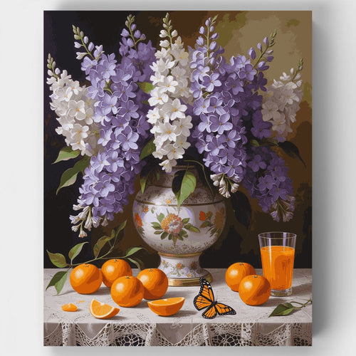 Lilacs and Oranges Still Life - Paint by Numbers Kit