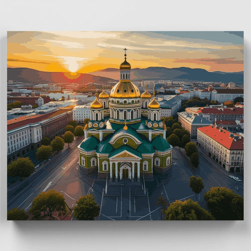 Golden Domed Orthodox Cathedral - Paint by Numbers Kit