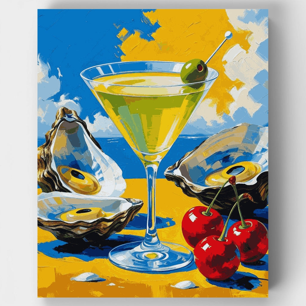 Martini costero con ostras - Kit de pintura por números — Estándar