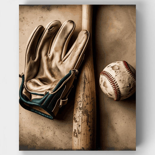 Vintage Baseball Equipment - Paint by Numbers Kit