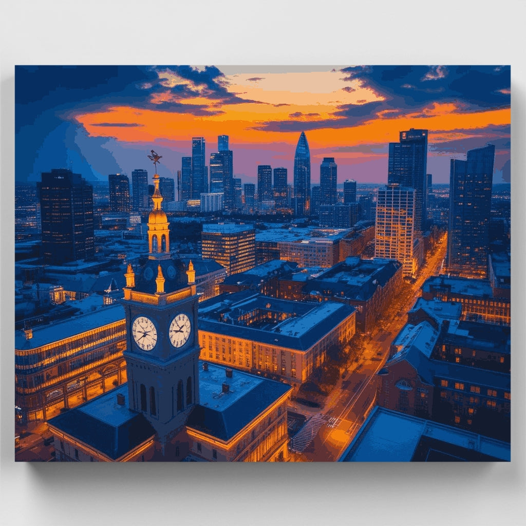 Paisaje urbano al atardecer - Kit de pintura por números — Estándar
