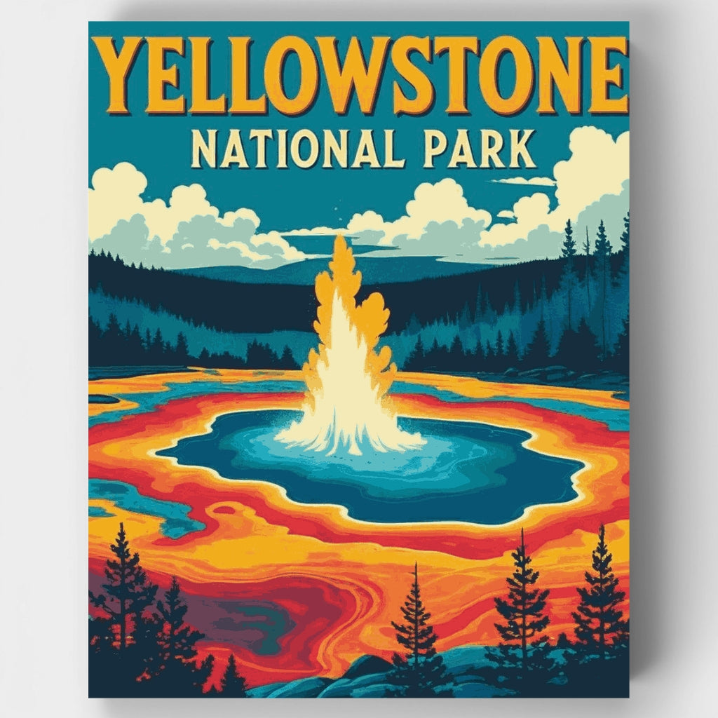 Kit de pintura por números: Géiseres y fuentes termales de Yellowstone — Estándar