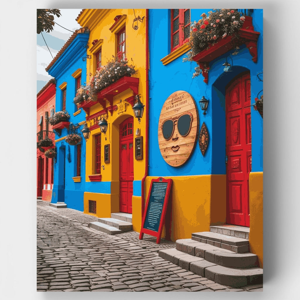 Calle colonial colorida - Kit de pintura por números — Estándar