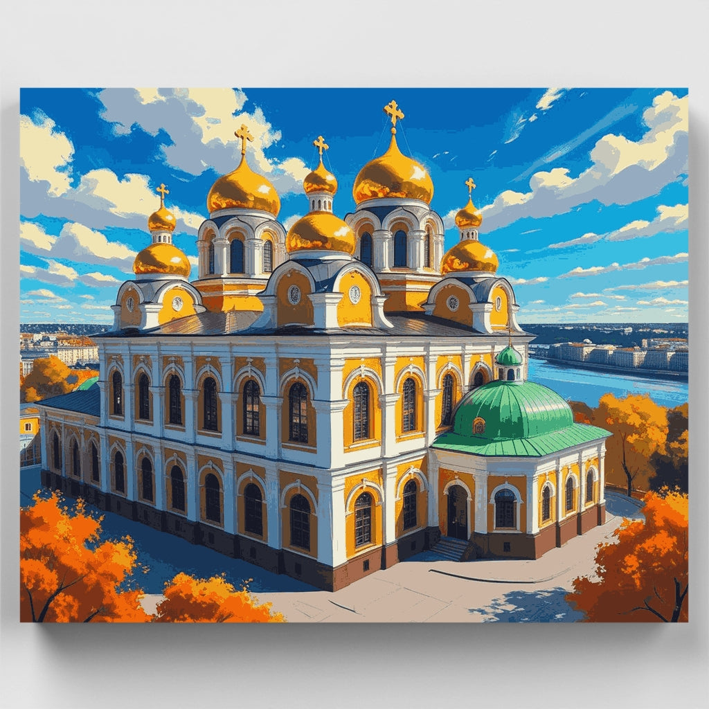 Iglesia ortodoxa de cúpula dorada - Kit de pintura por números — Estándar