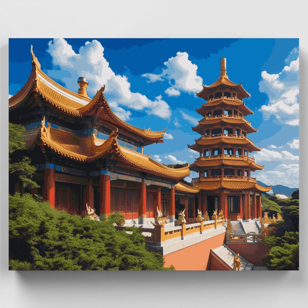 Complejo de templo chino - Kit de pintura por números — Estándar