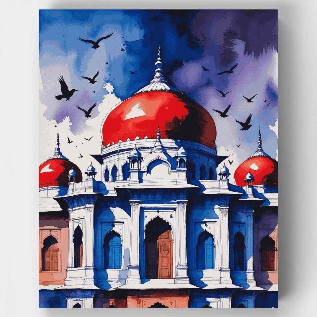 Palacio indio con cúpulas rojas - Kit de pintura por números — Estándar