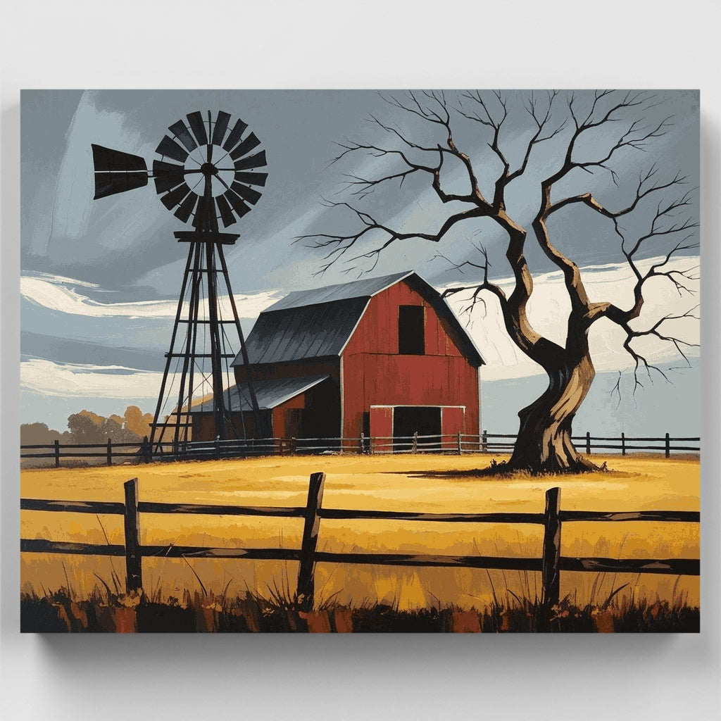 Rural Farm with Windmill - Paint by Numbers Kit