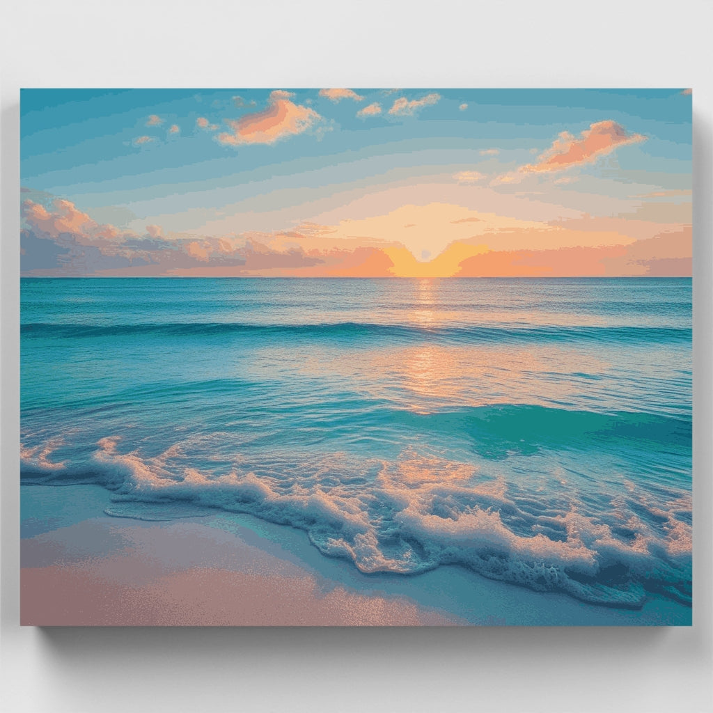 Turquoise Ocean Sunset - Paint by Numbers Kit