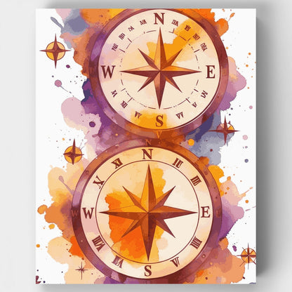Watercolor Compass - Paint by Numbers Kit