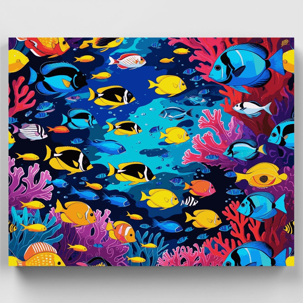 Peces de arrecife de coral vibrantes - Kit de pintura por números — Estándar