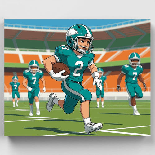 Football Player Running with Ball - Paint by Numbers Kit