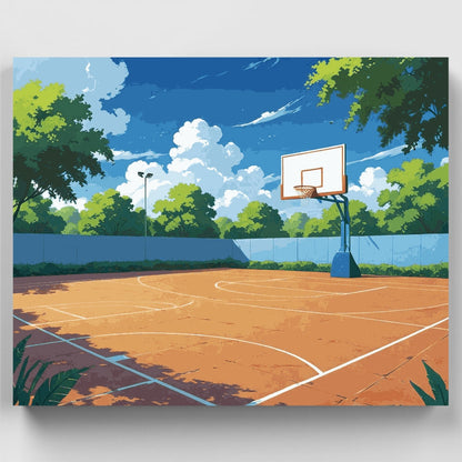 Serene Basketball Court - Paint by Numbers Kit