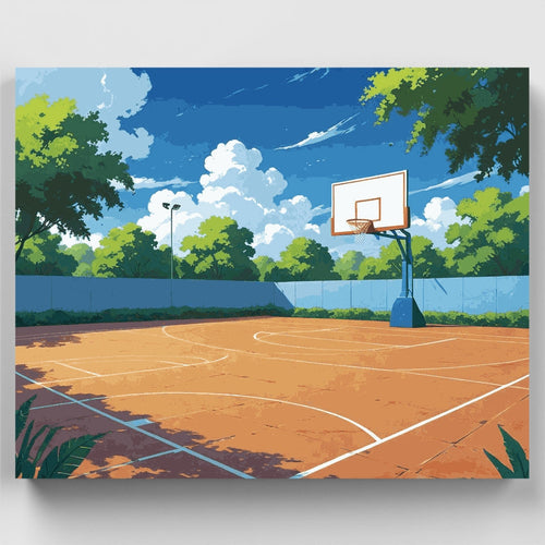 Serene Basketball Court - Paint by Numbers Kit