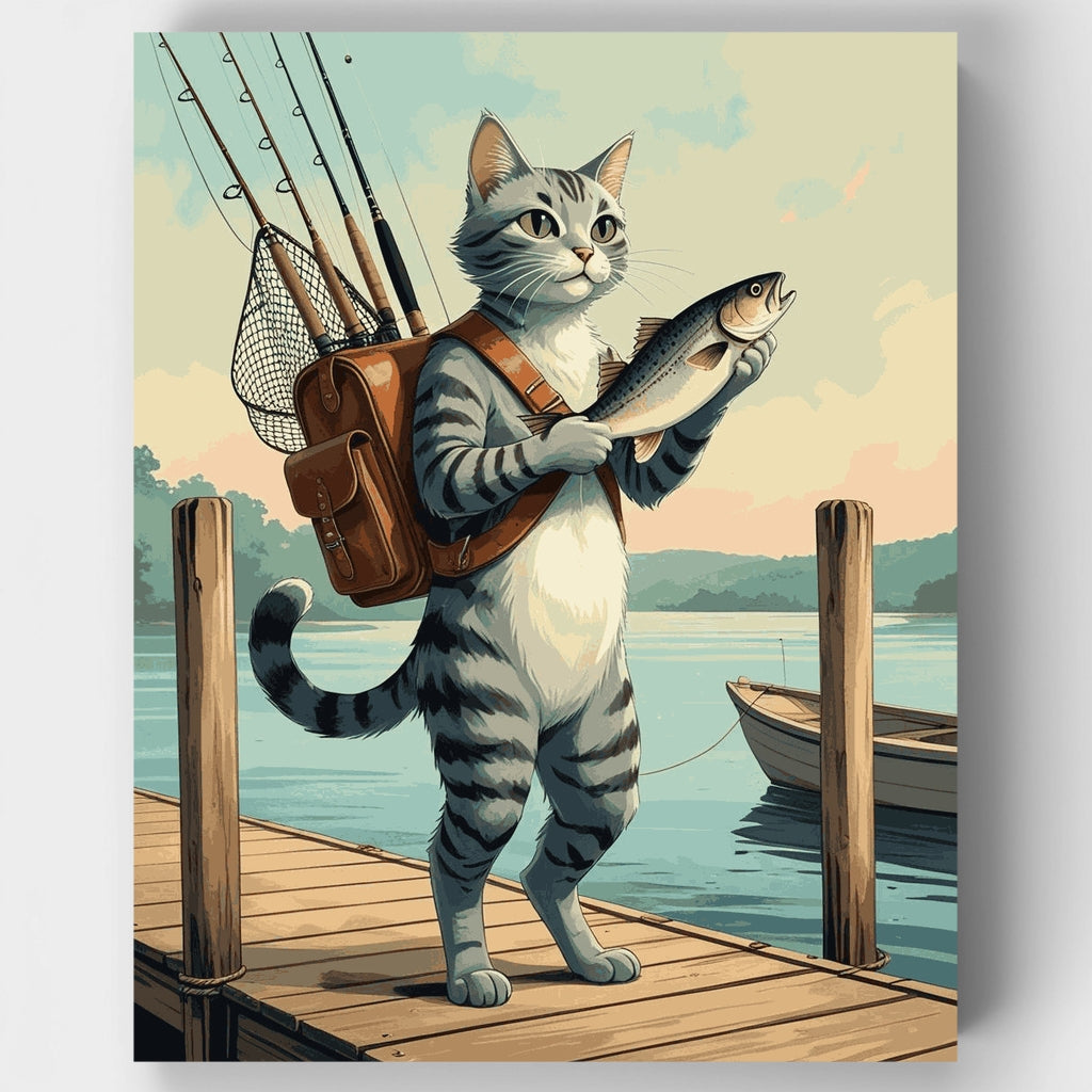 Fishing Cat - Paint by Numbers Kit