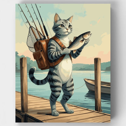 Fishing Cat - Paint by Numbers Kit