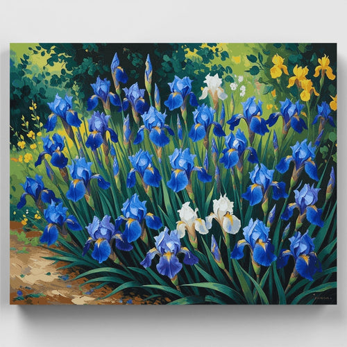 Blue Iris Flower Garden - Paint by Numbers Kit