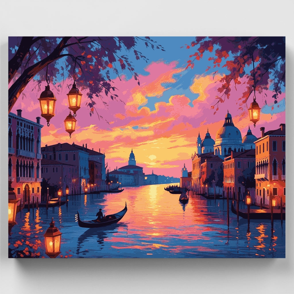 Kit de pintura por números - Atardecer en los canales de Venecia — Estándar