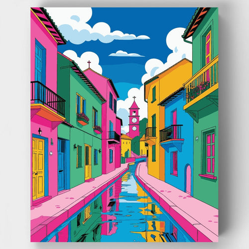 Colorful Canal Village - Paint by Numbers Kit