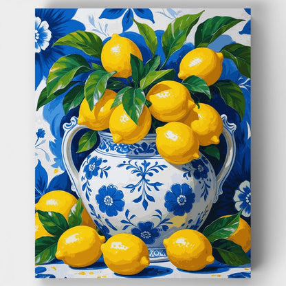 Blue and Yellow Lemons - Paint by Numbers Kit