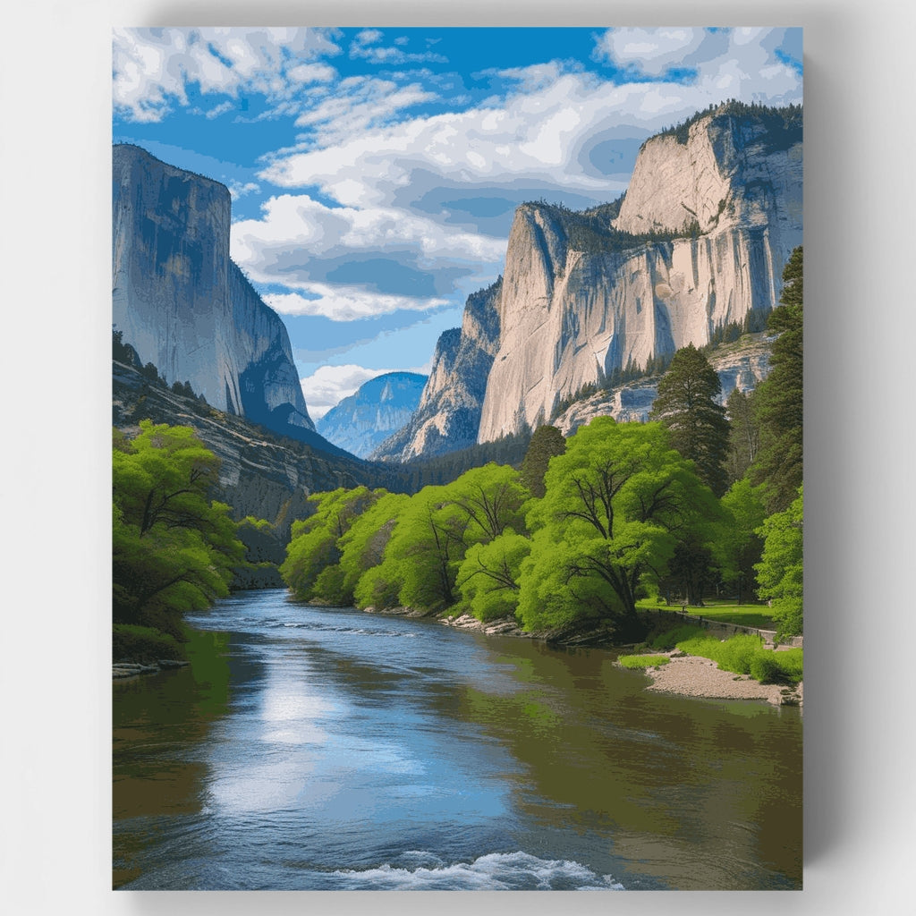 Yosemite Valley River View - Paint by Numbers Kit