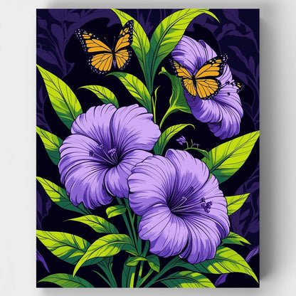 Tropical Hibiscus with Monarch Butterflies - Paint by Numbers Kit