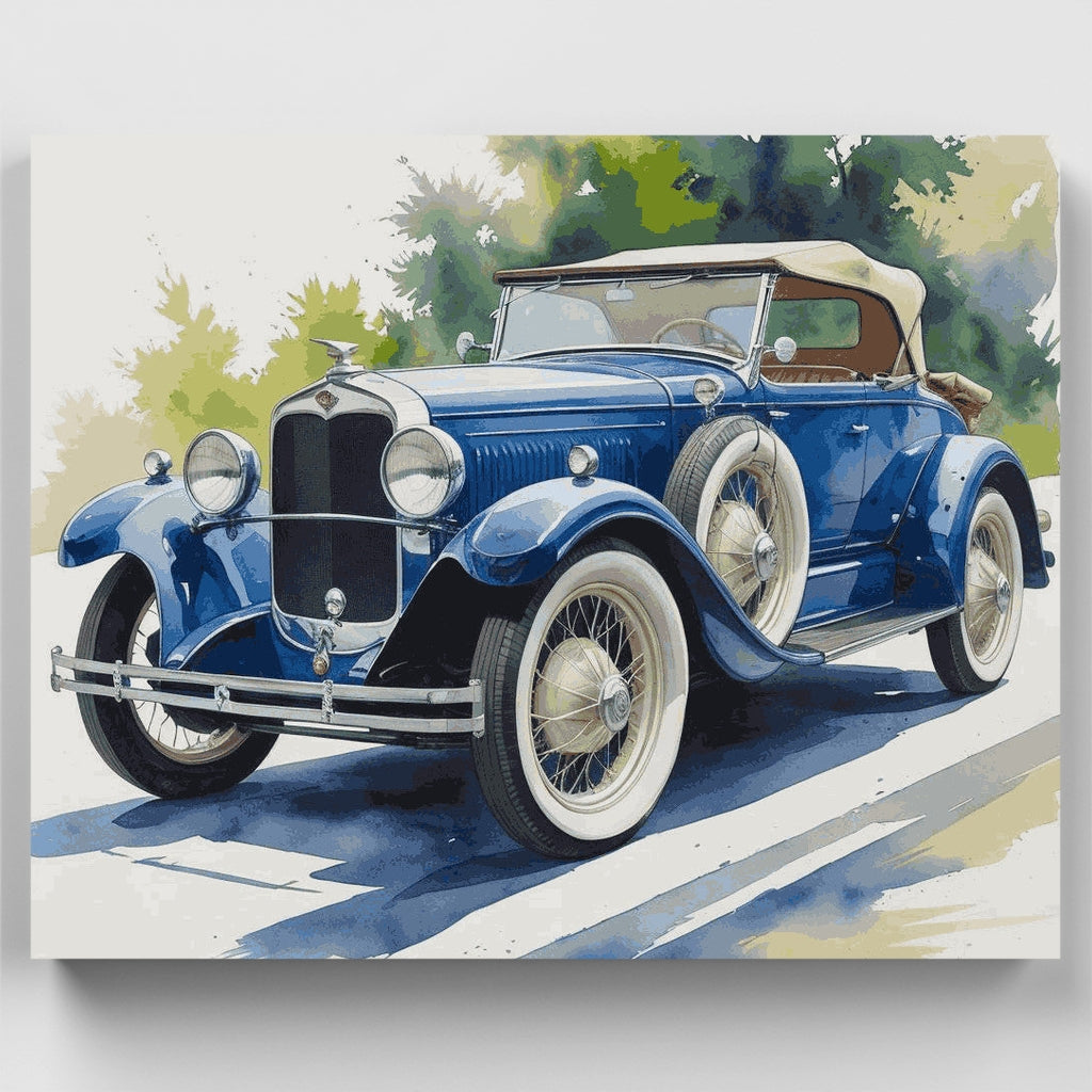 Roadster azul vintage - Kit de pintura por números — Estándar