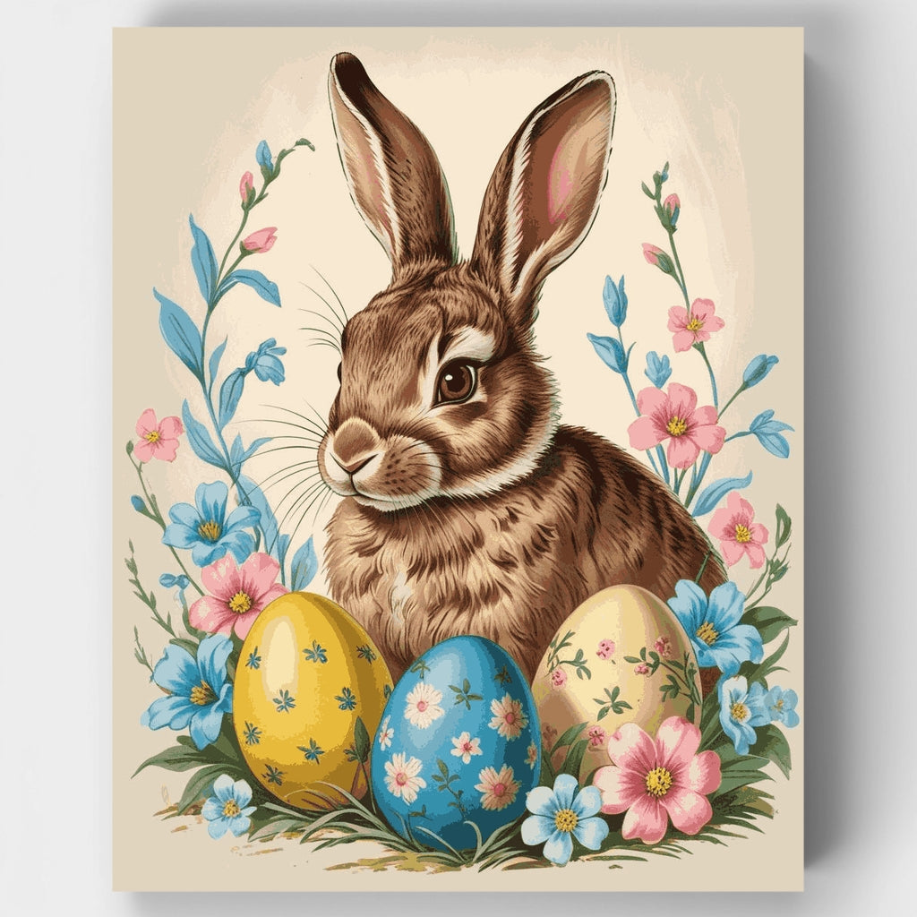 Conejo de Pascua con huevos decorados - Kit de pintura por números — Estándar
