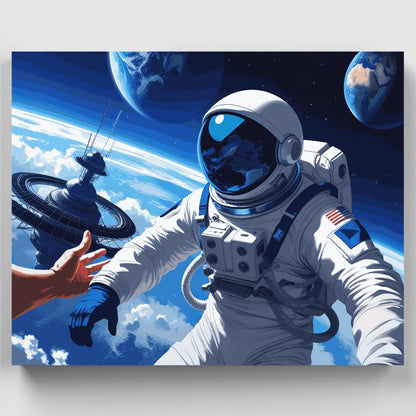 Astronaut Space Station Encounter - Paint by Numbers Kit