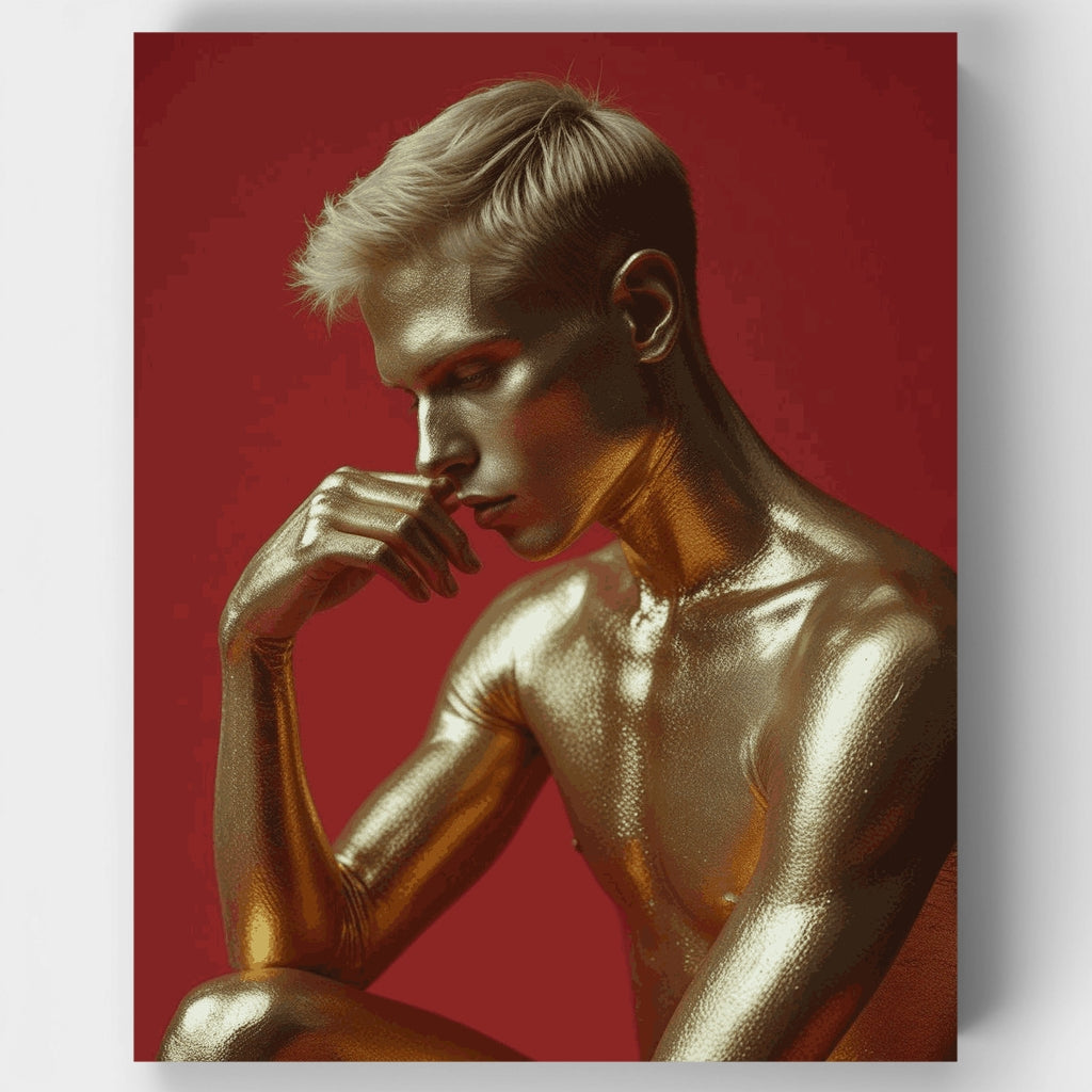Retrato de figura metálica dorada - Kit de pintura por números — Estándar