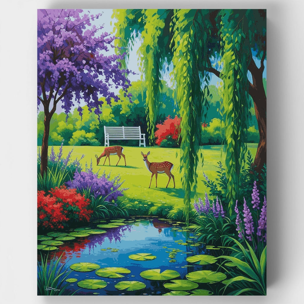 Jardín encantado con ciervo - Kit de pintura por números — Estándar