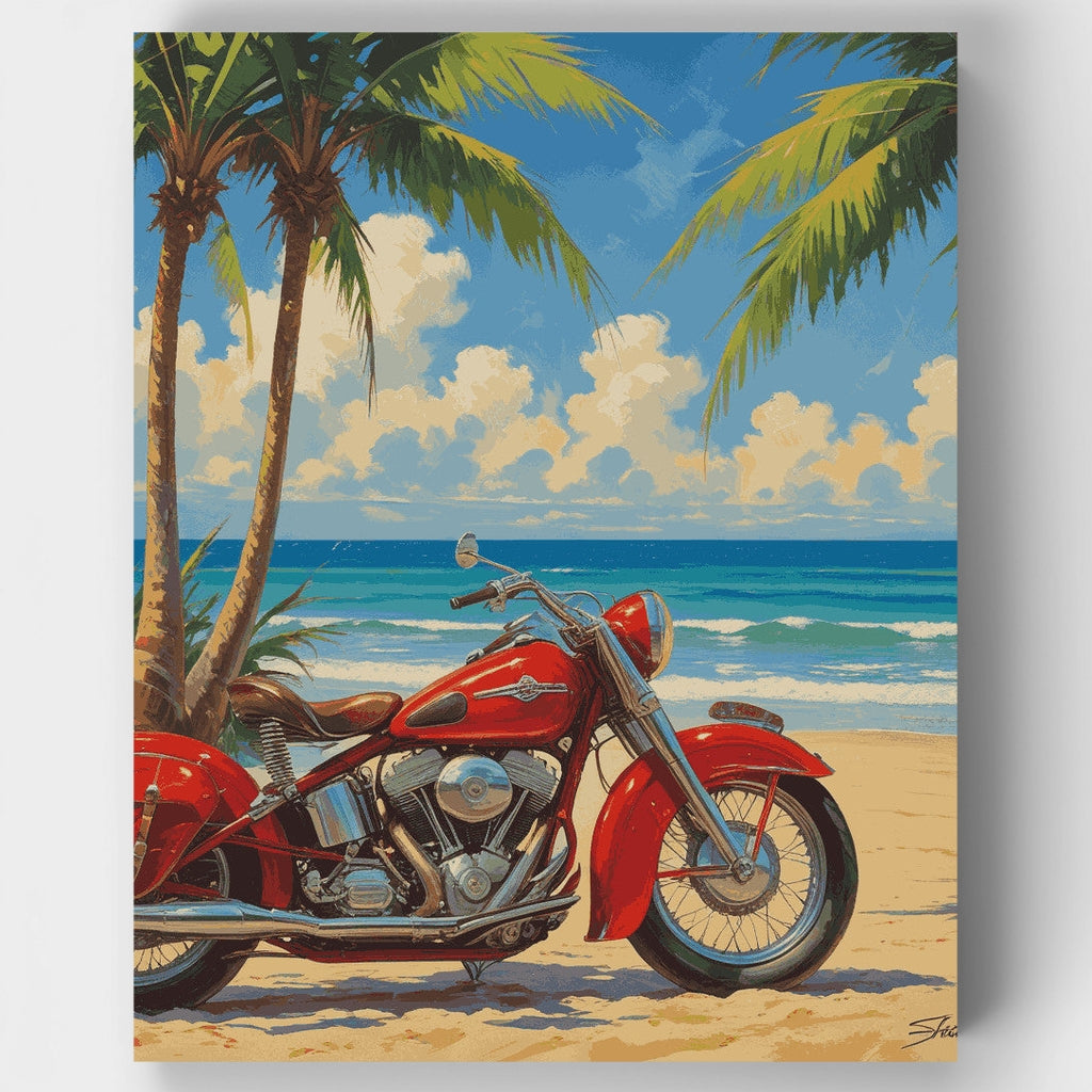 Kit de pintura por números - Motocicleta en Paradise Beach — Estándar